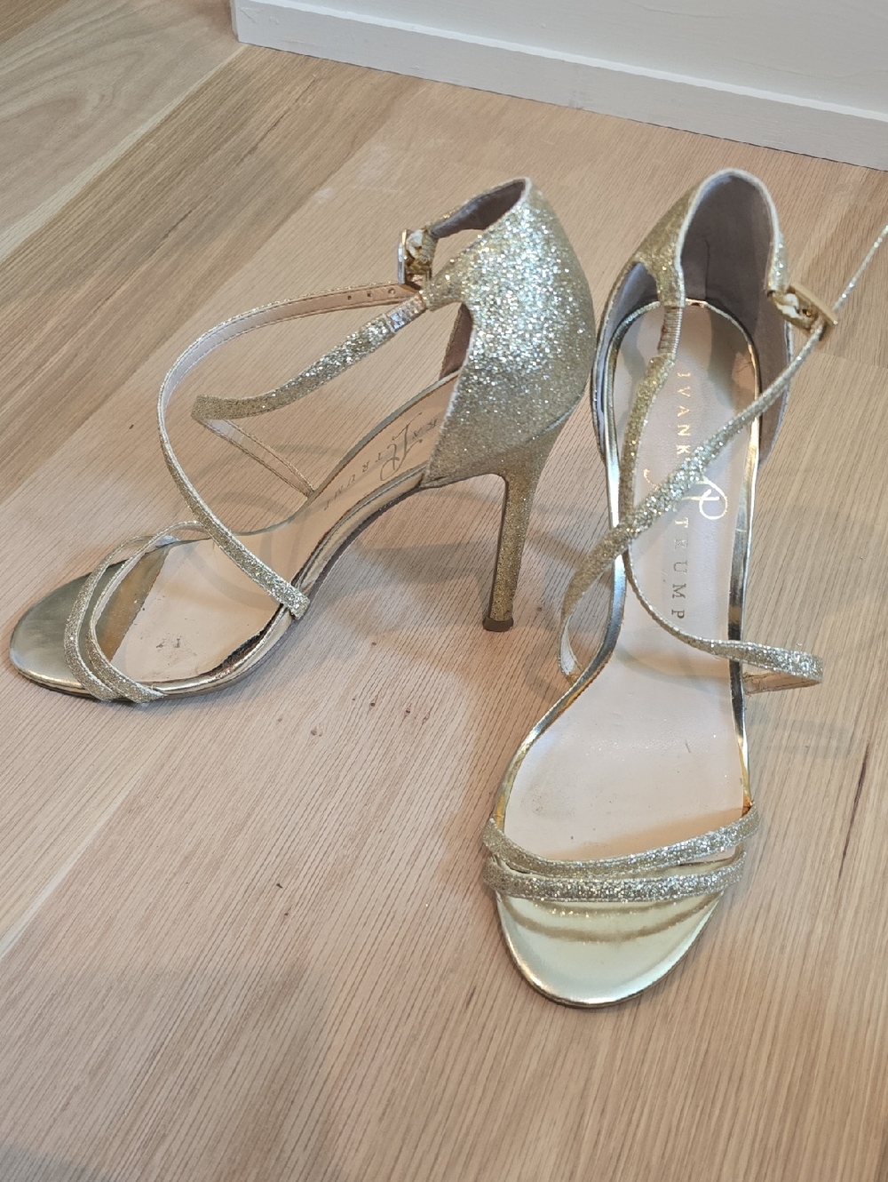 Ravishing Gold Glitter Ankle-Strap Sandals